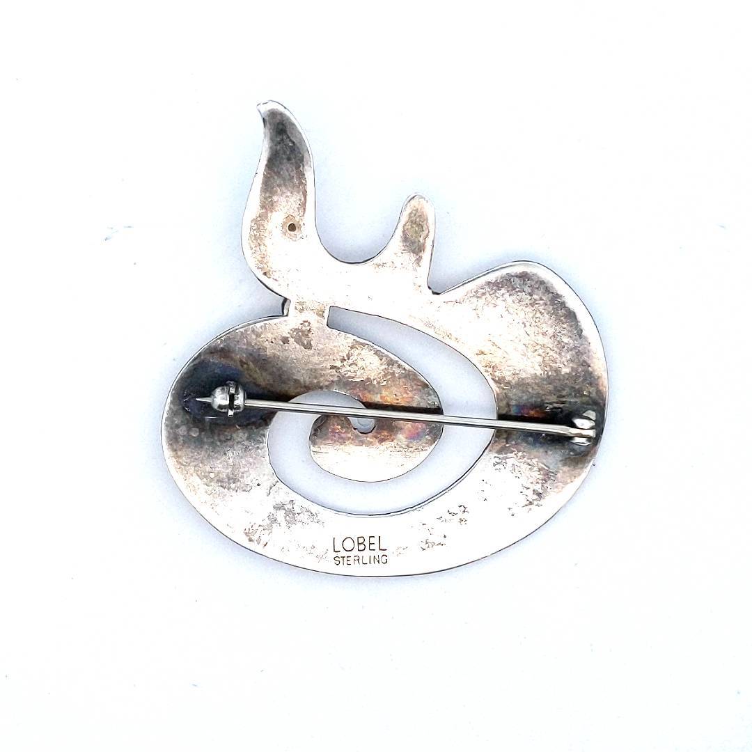 Rare Vintage Paul Lobel Sterling Silver Abstract Modernist Brooch