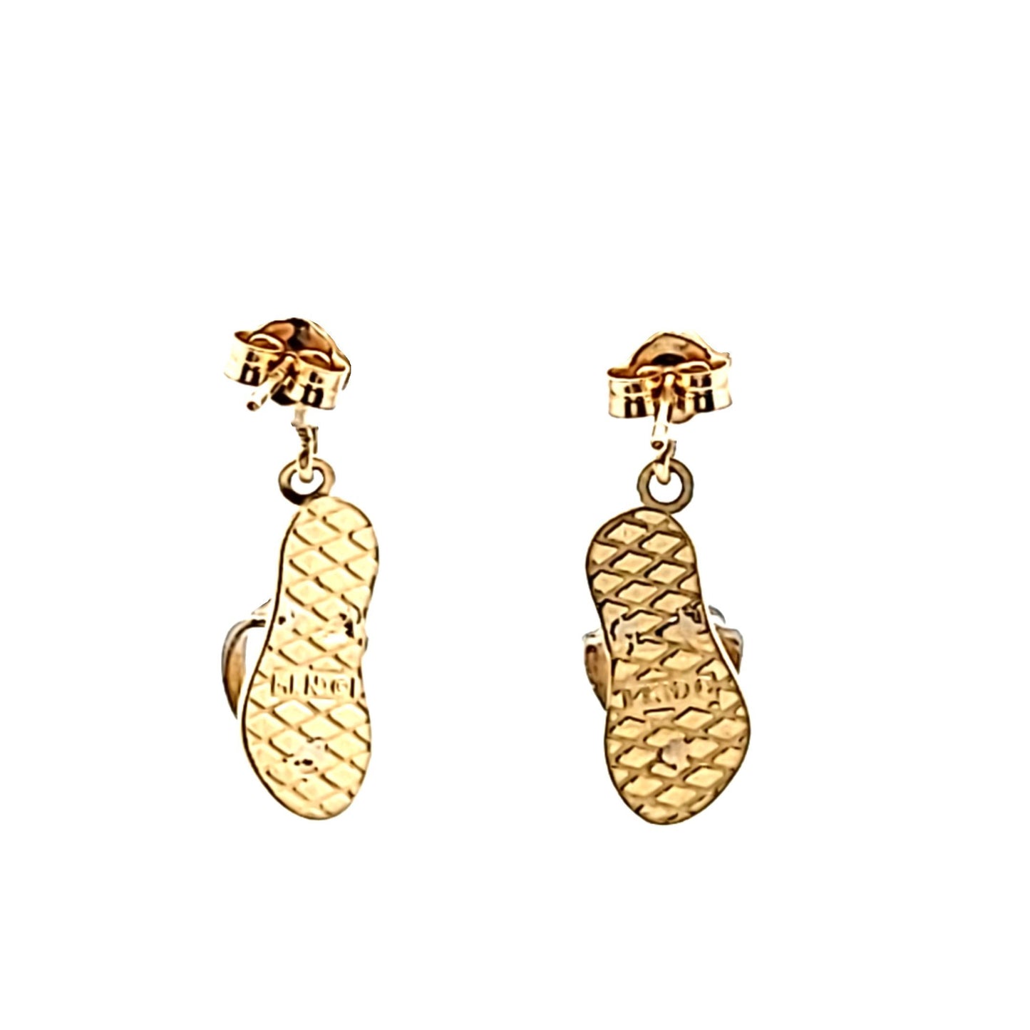 14K Tri-Color Gold Flip Flop Earrings