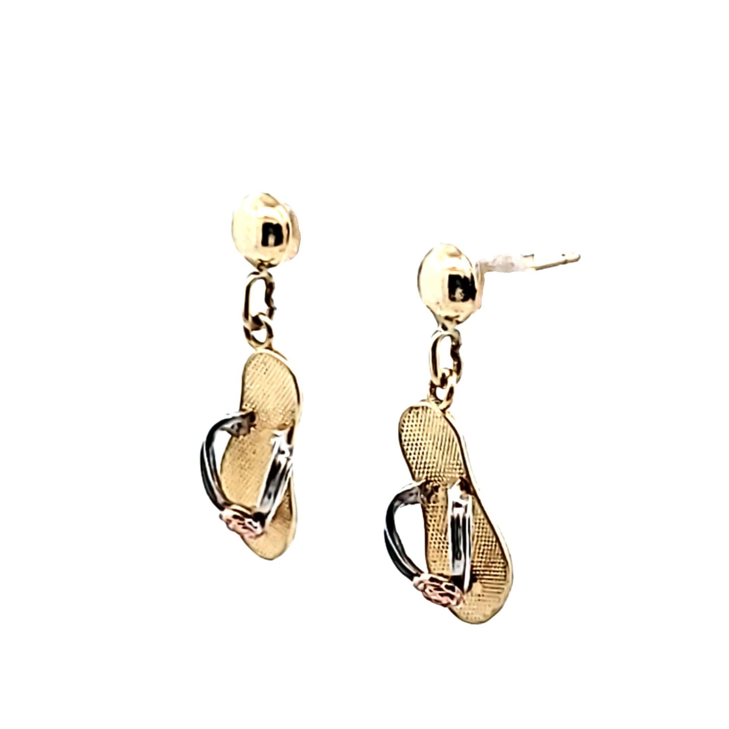 14K Tri-Color Gold Flip Flop Earrings