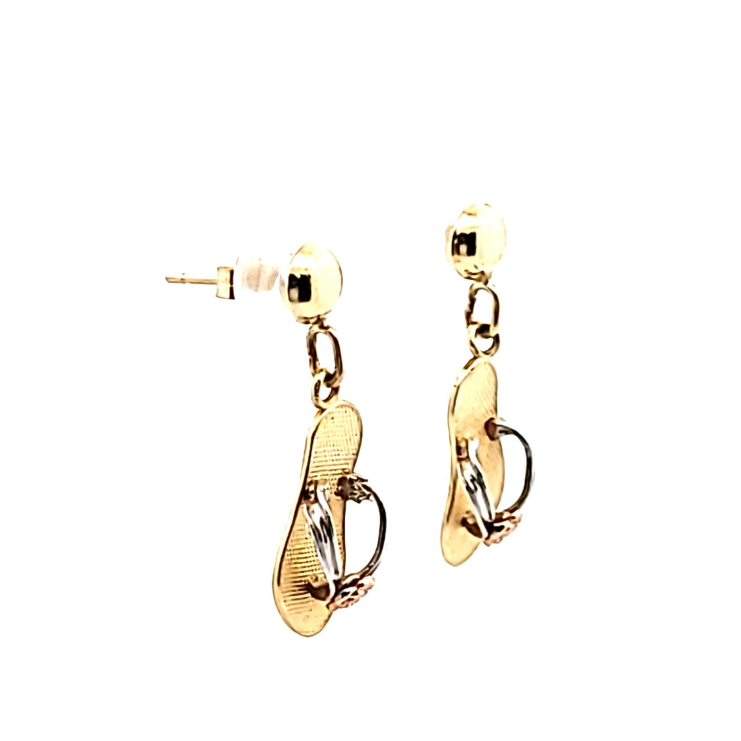 14K Tri-Color Gold Flip Flop Earrings