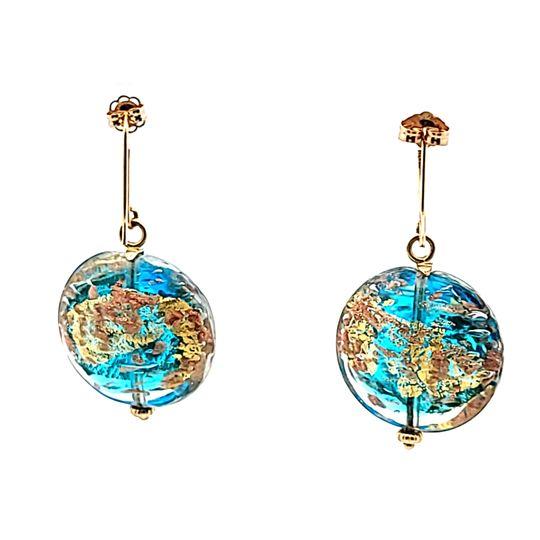 14K Yellow Gold Murano Glass French Wire Earrings