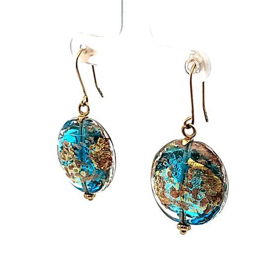 14K Yellow Gold Murano Glass French Wire Earrings