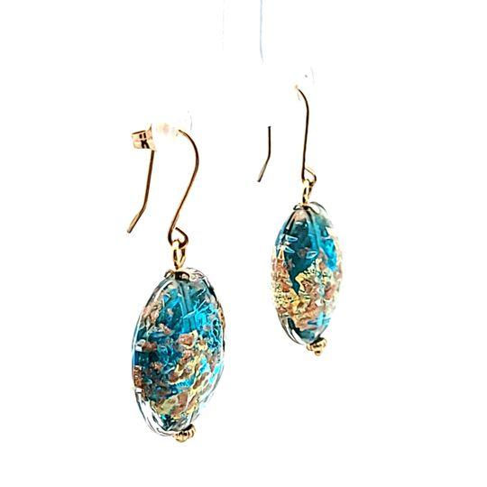 14K Yellow Gold Murano Glass French Wire Earrings
