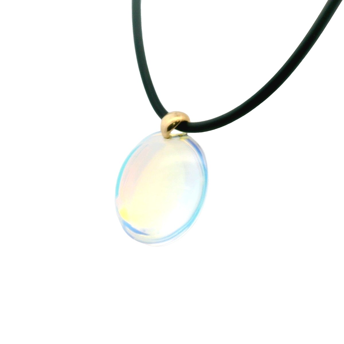 Baccarat 18K Yellow Gold Moon Stone Crystal Rubber Necklace
