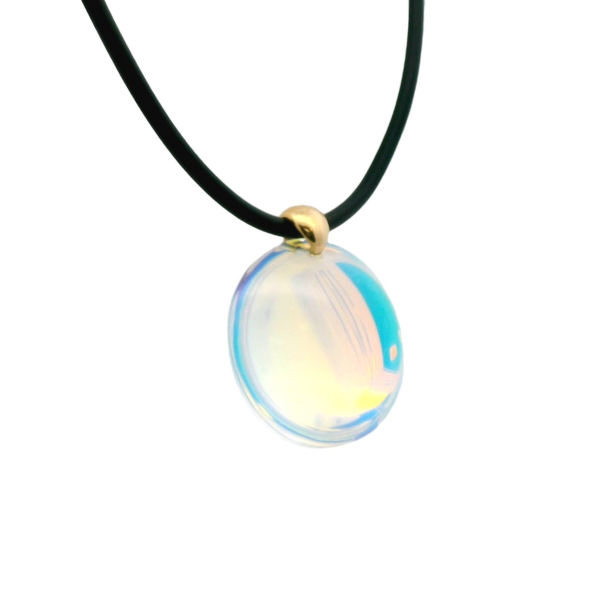 Baccarat 18K Yellow Gold Moon Stone Crystal Rubber Necklace