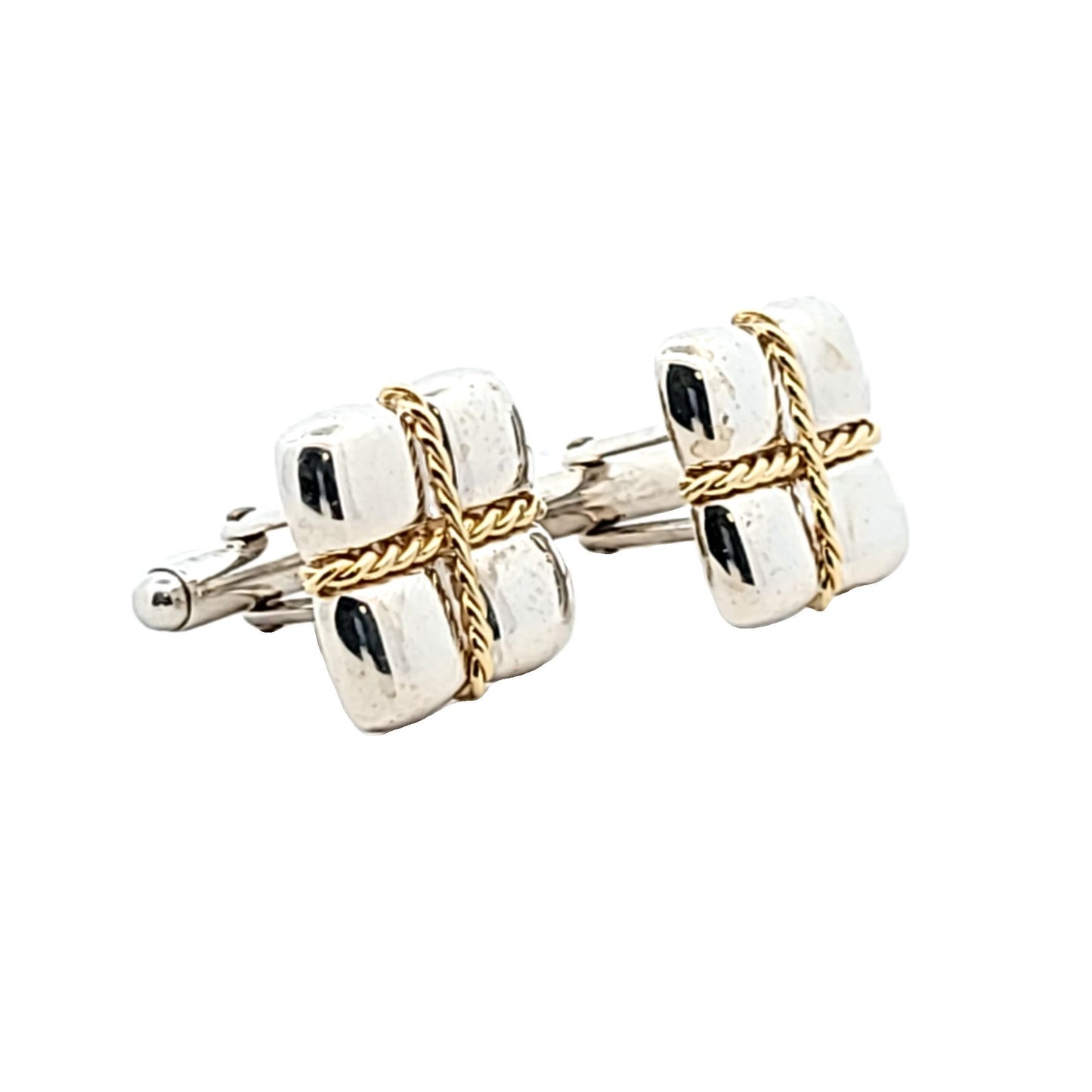 Tiffany & Co. 18K Yellow Gold & Sterling Silver Cufflinks