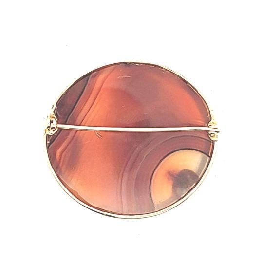 Vintage 14K Yellow Gold Carnelian Agate Brooch