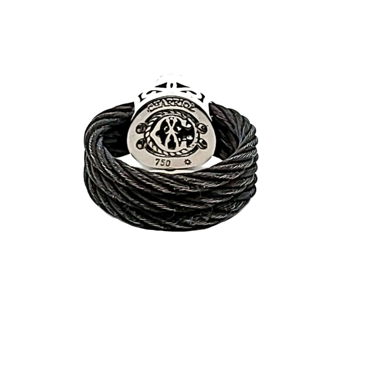 Charriol Celtic Noir 18K White Gold & Stainless Steel Diamond Cable Ring