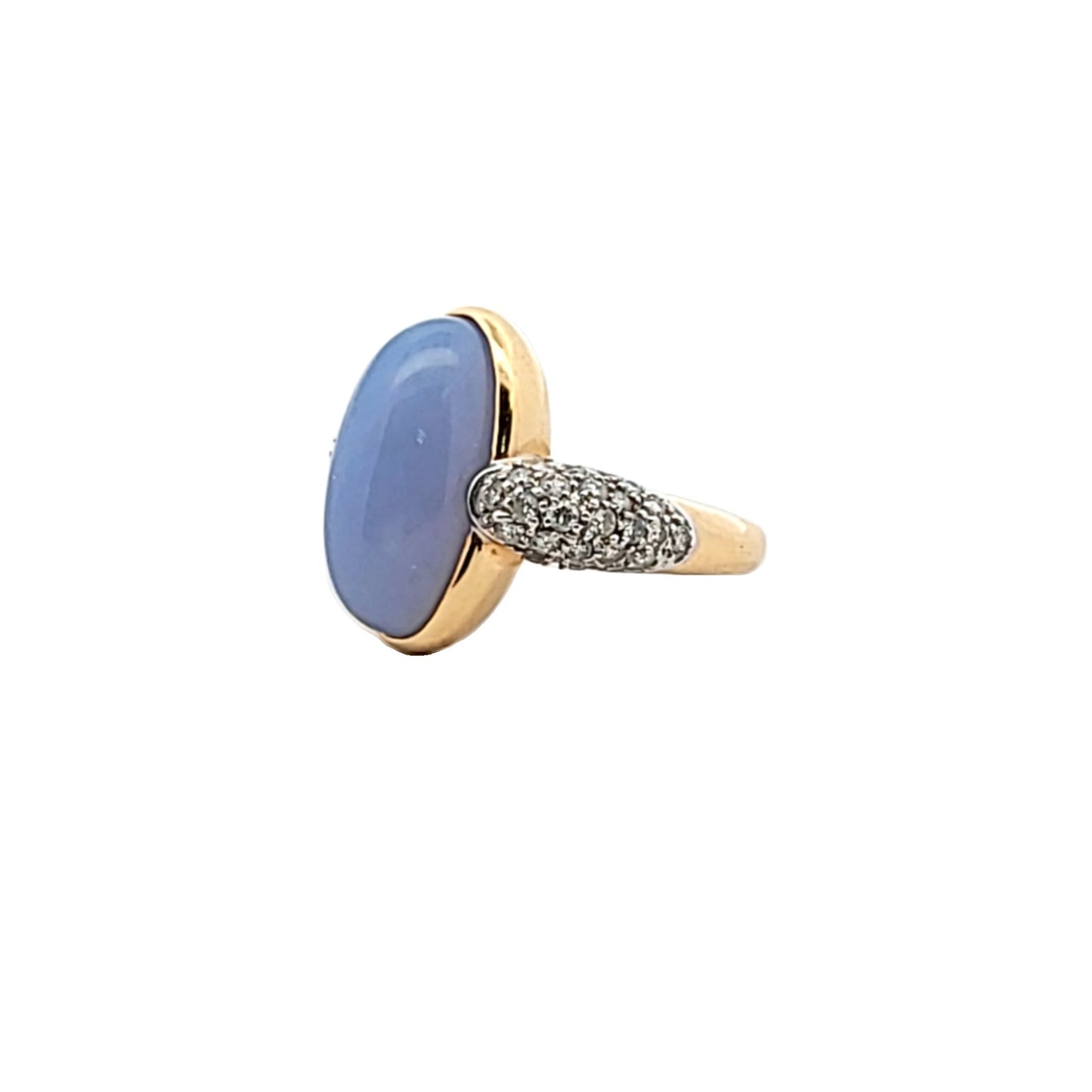 18K Two Tone Gold Diamond & Lavender Jadeite Shoulder Ring