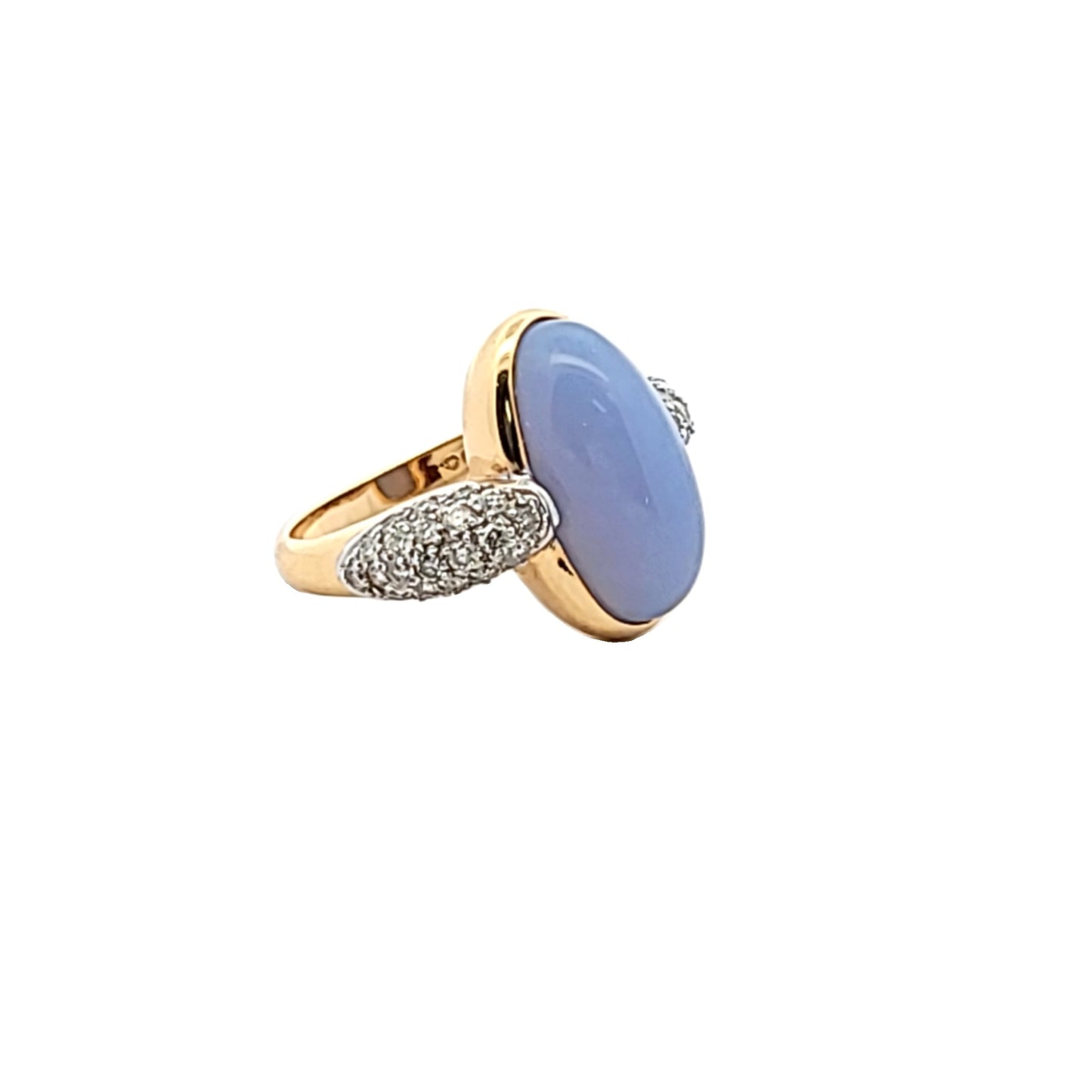 18K Two Tone Gold Diamond & Lavender Jadeite Shoulder Ring