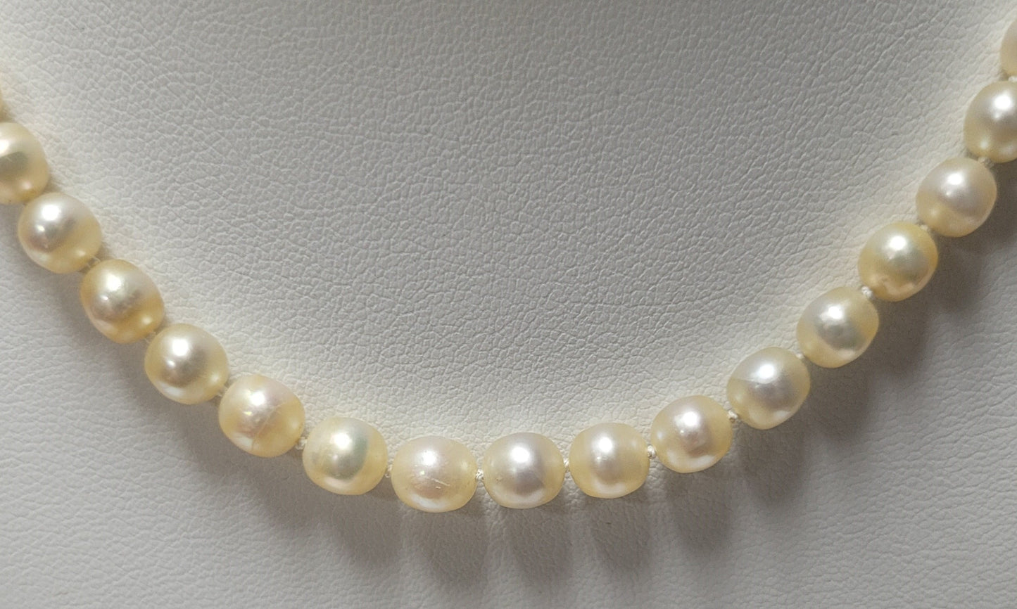 Antique Platinum Natural GIA Pearl & Diamond Necklace