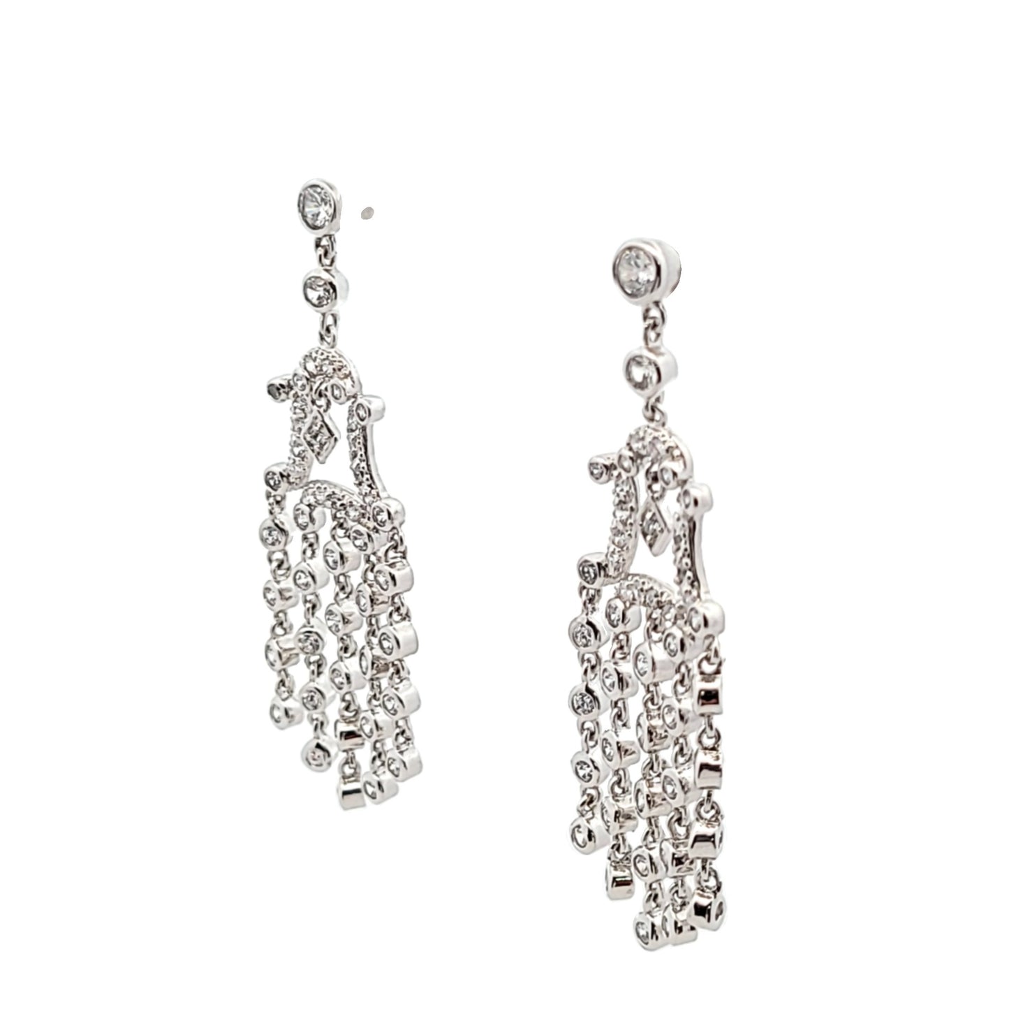 Sterling Silver CZ Chandelier Earrings