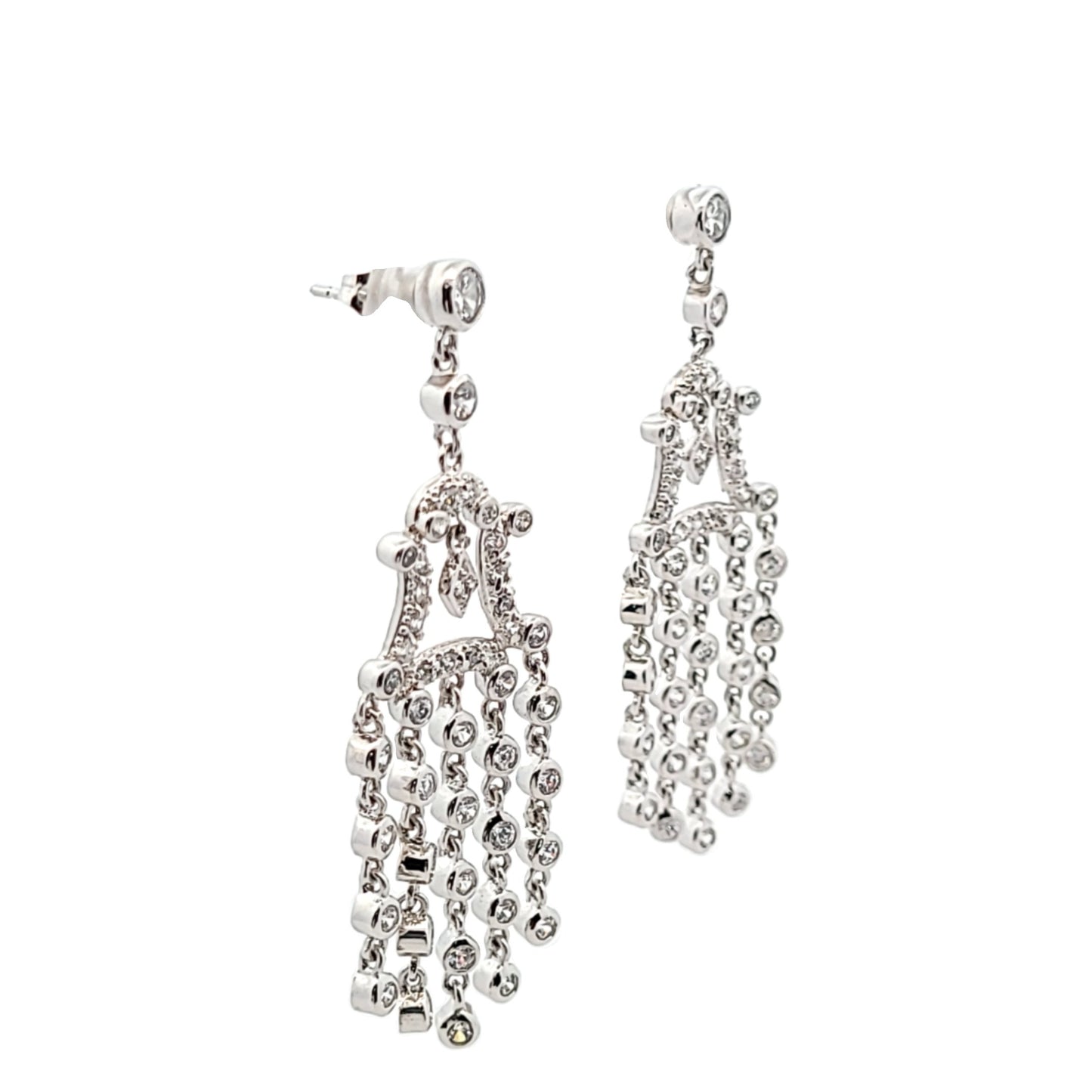 Sterling Silver CZ Chandelier Earrings