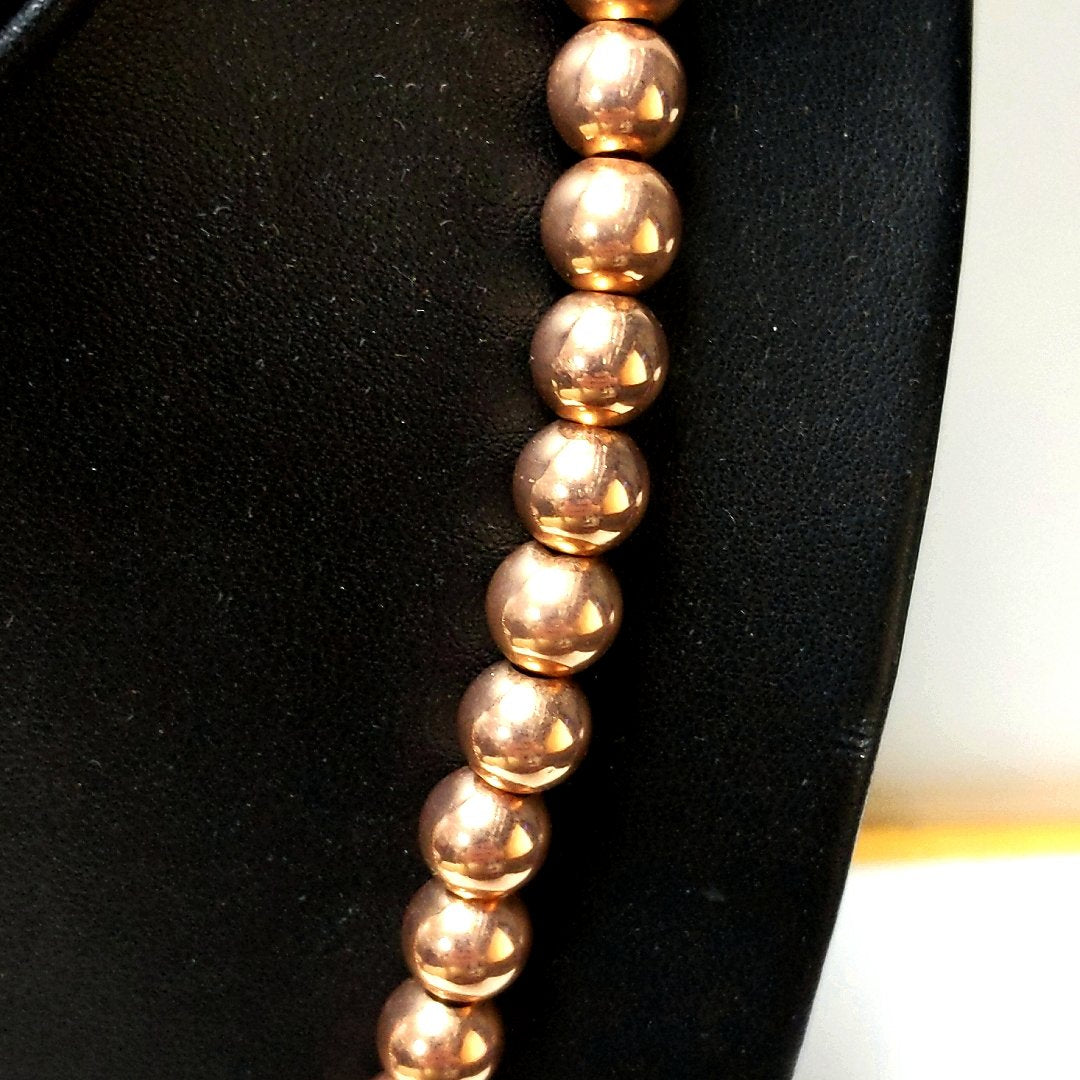 Estate $60 Sterling Silver Rose Vermeil Bead Necklace