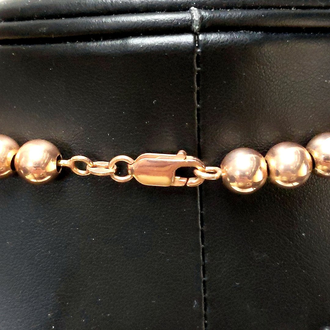 Estate $60 Sterling Silver Rose Vermeil Bead Necklace