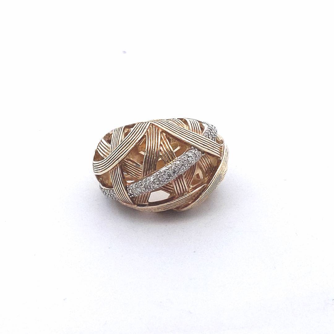 Designer Dweck Diamonds Sterling Silver Gold Tone Crossover Esther Dome Ring