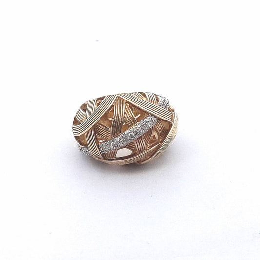 Designer Dweck Diamonds Sterling Silver Gold Tone Crossover Esther Dome Ring