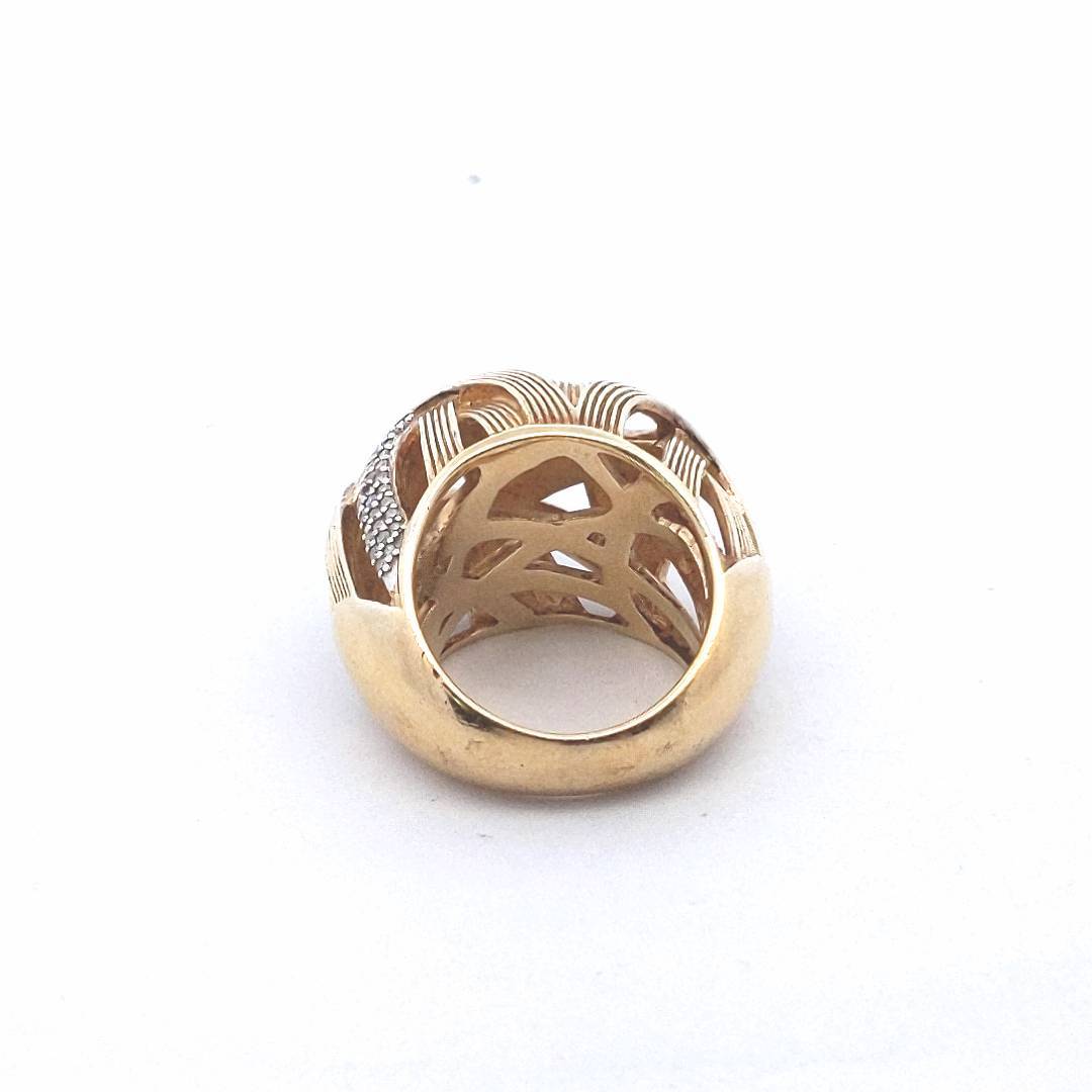 Designer Dweck Diamonds Sterling Silver Gold Tone Crossover Esther Dome Ring
