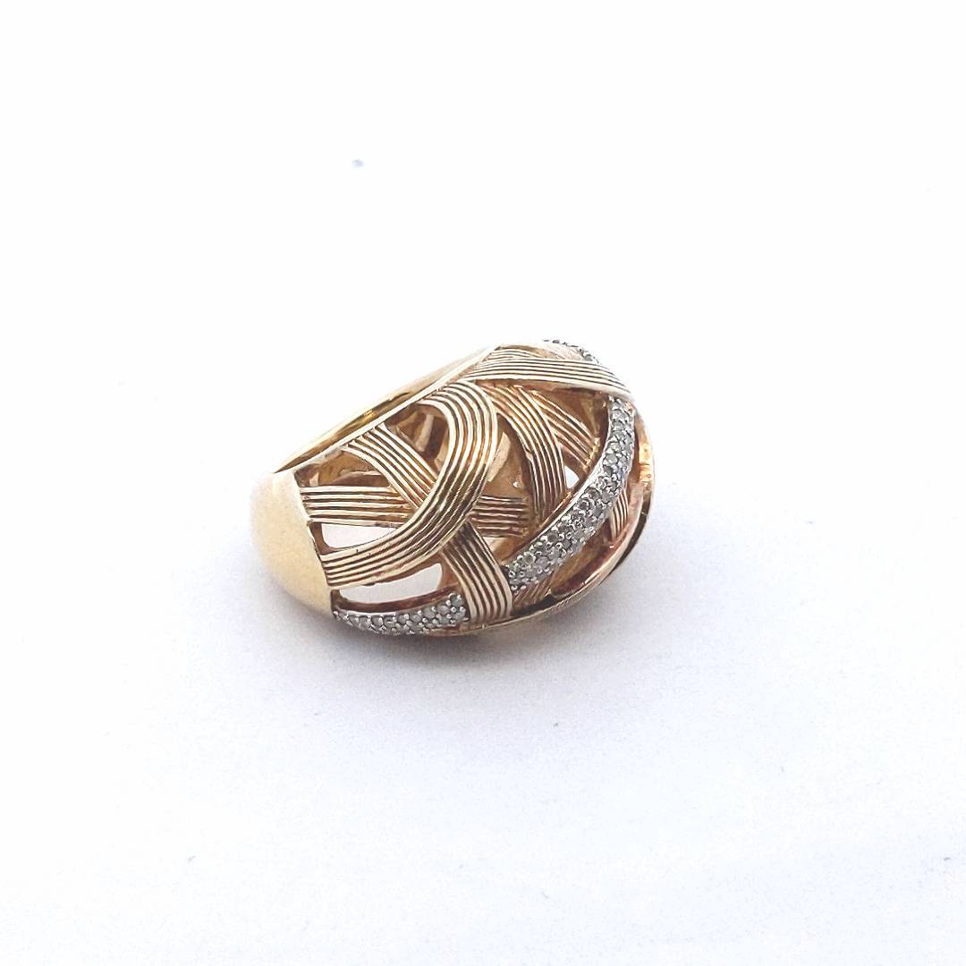 Designer Dweck Diamonds Sterling Silver Gold Tone Crossover Esther Dome Ring