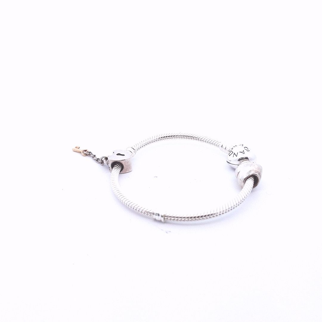 Designer Pandora Sterling Smooth Heart 2 Charm Bracelet