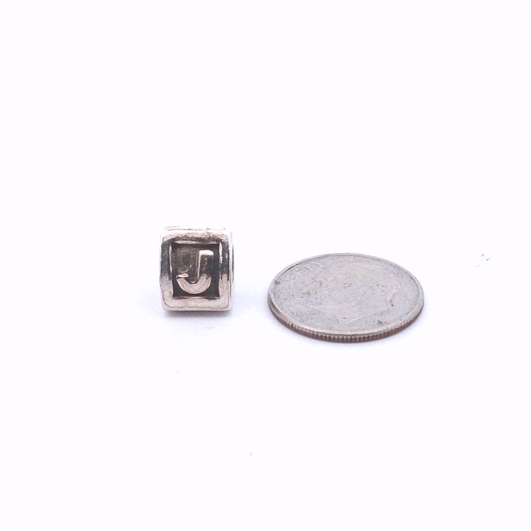 Designer Pandora Sterling Silver Block Letter J Charm