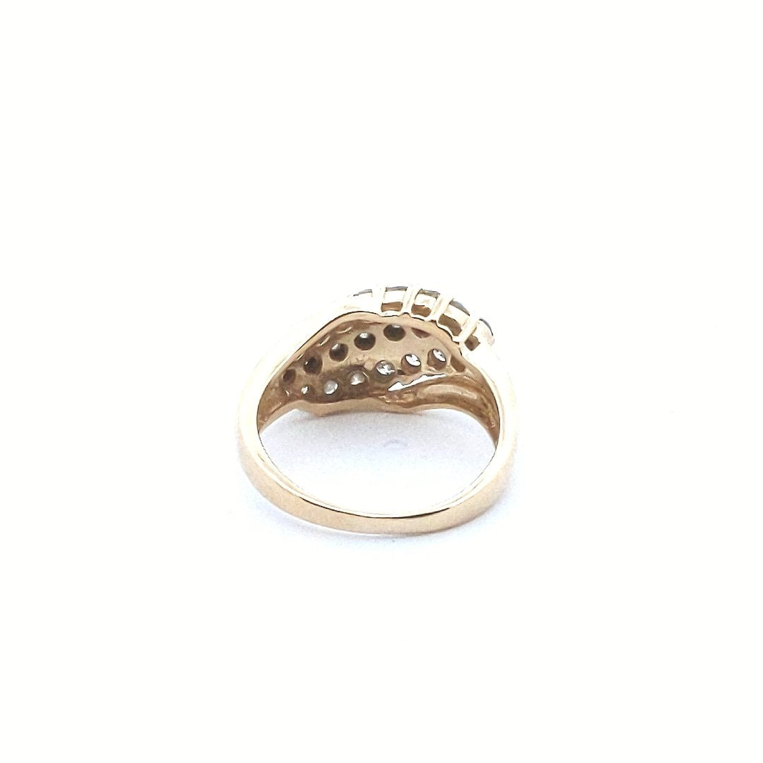 Estate $850 14K Yellow Gold Diamond Wave Crossover Ring