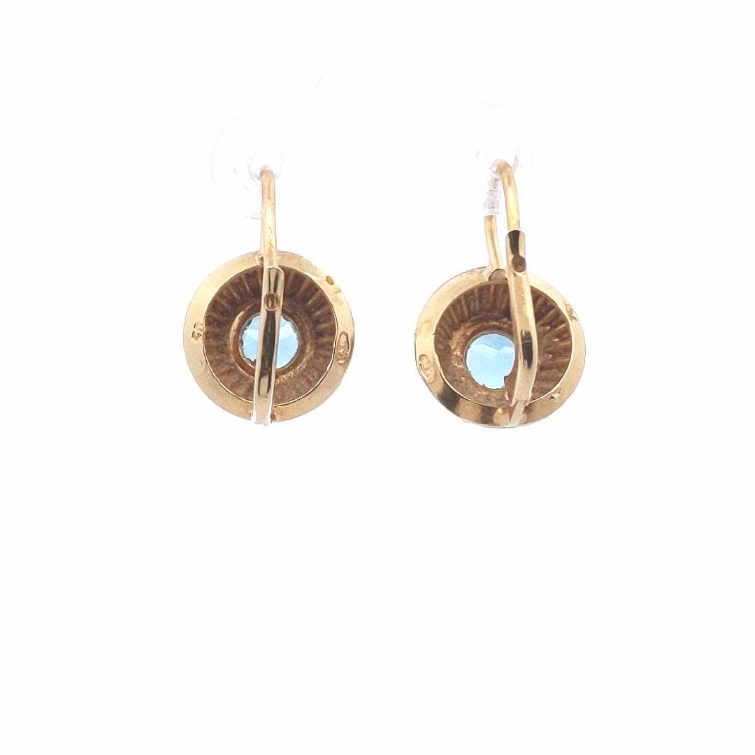 Vintage $800 18K Yellow Gold Aquamarine Leverback Earrings