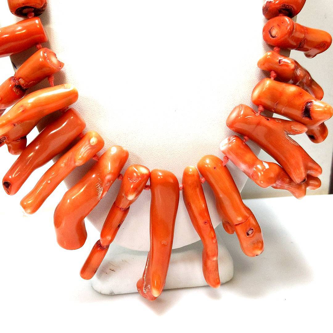 Estate Silver Plated Heavy Coral Necklace