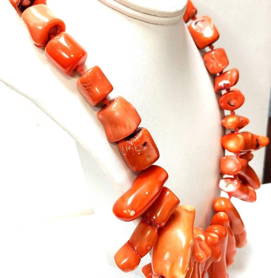 Estate Silver Plated Heavy Coral Necklace
