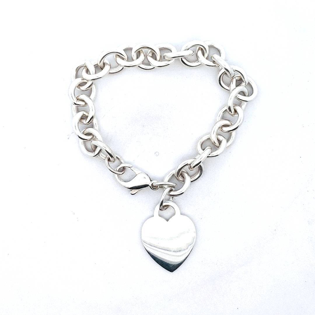 Tiffany & Co. Sterling Silver Engraved "I Love You" Heart Tag Bracelet
