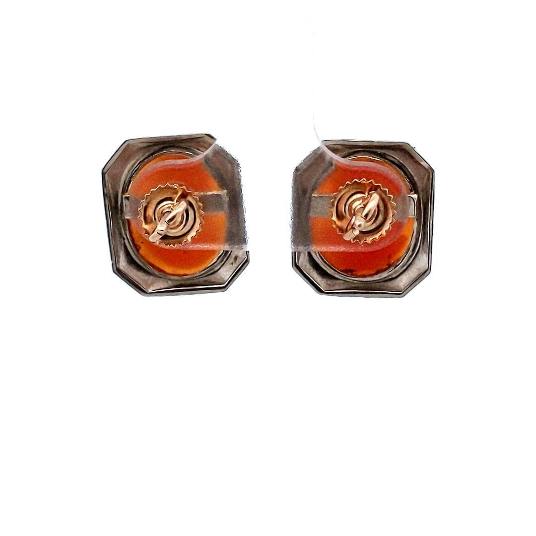 Vintage 14K White Gold Art Deco Cameo Screw Back Earrings