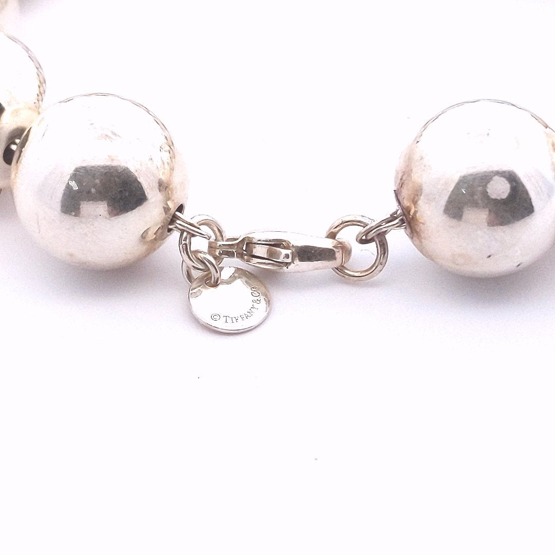 Designer $400 Sterling Silver Tiffany & Co. Hardware Ball Bead Bracelet