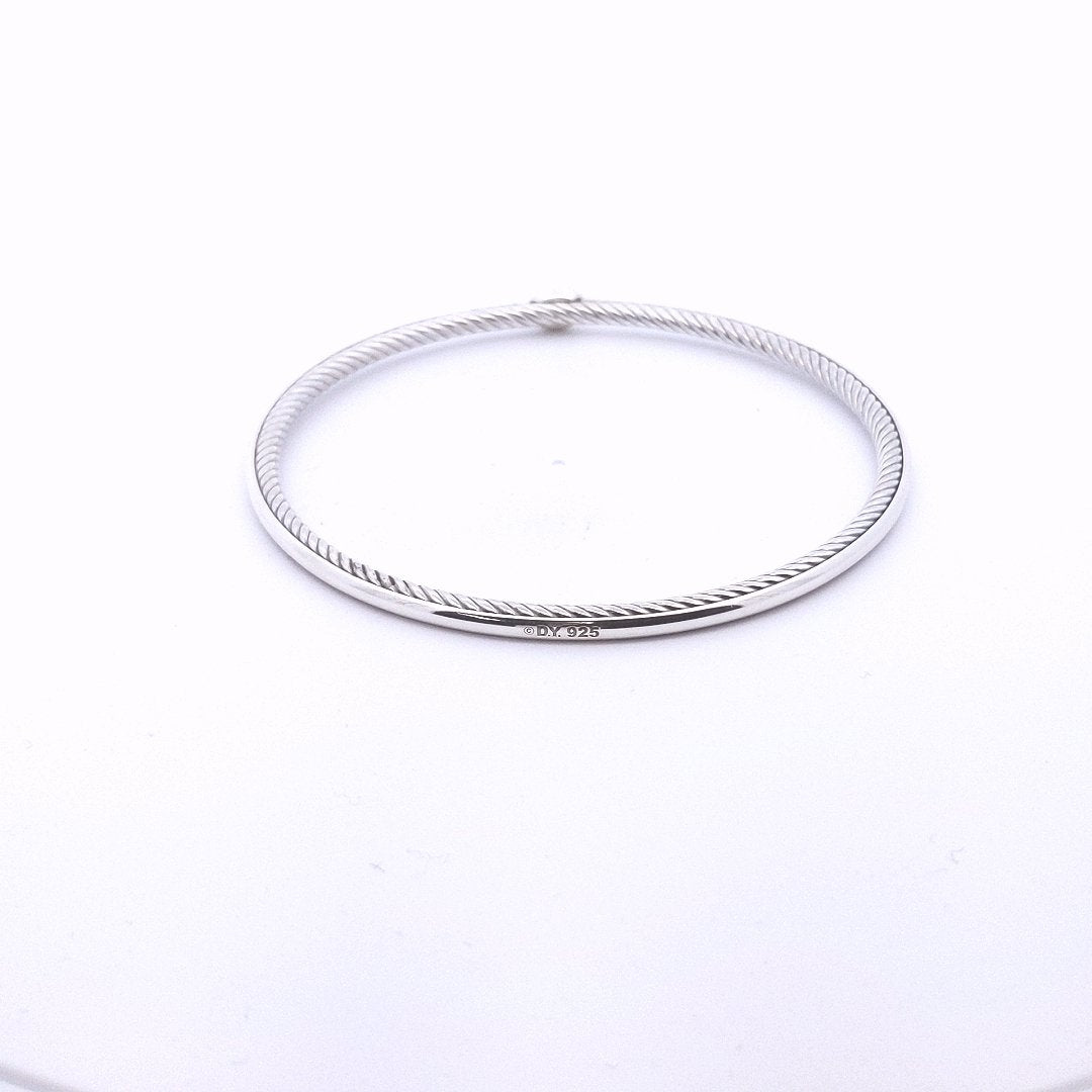 Designer $400 Sterling Silver David Yurman Cable Diamond Bangle