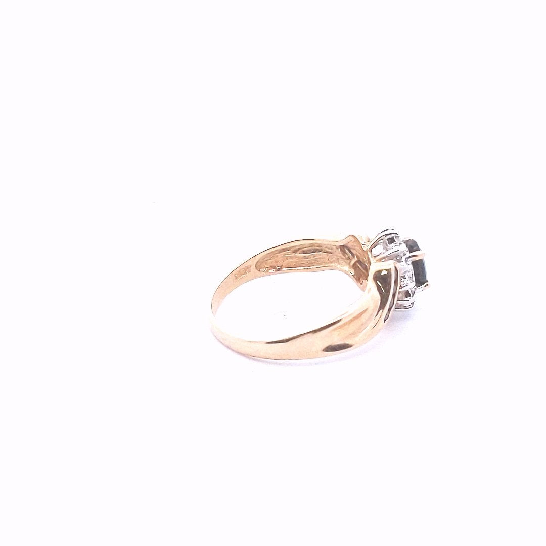 Vintage $460 14K Yellow Gold Diamond Sapphire Ring
