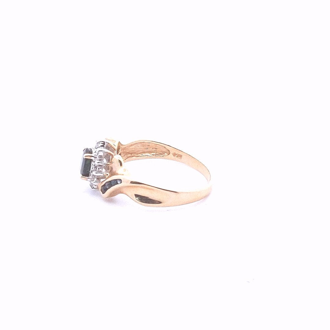 Vintage $460 14K Yellow Gold Diamond Sapphire Ring