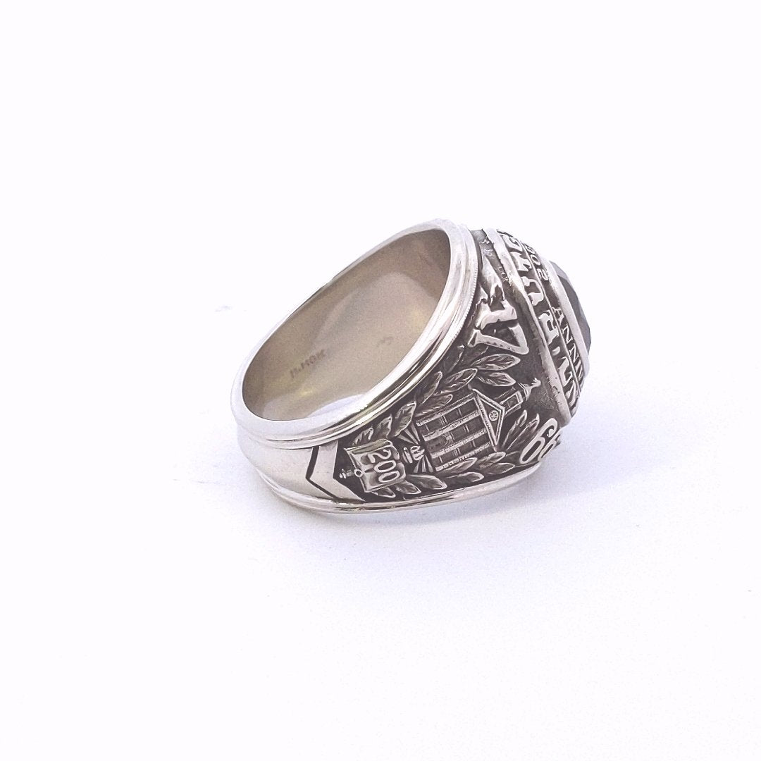 Vintage 10K White Gold Rutgers 200th Anniversary 1966 Lab Created Ruby Ring