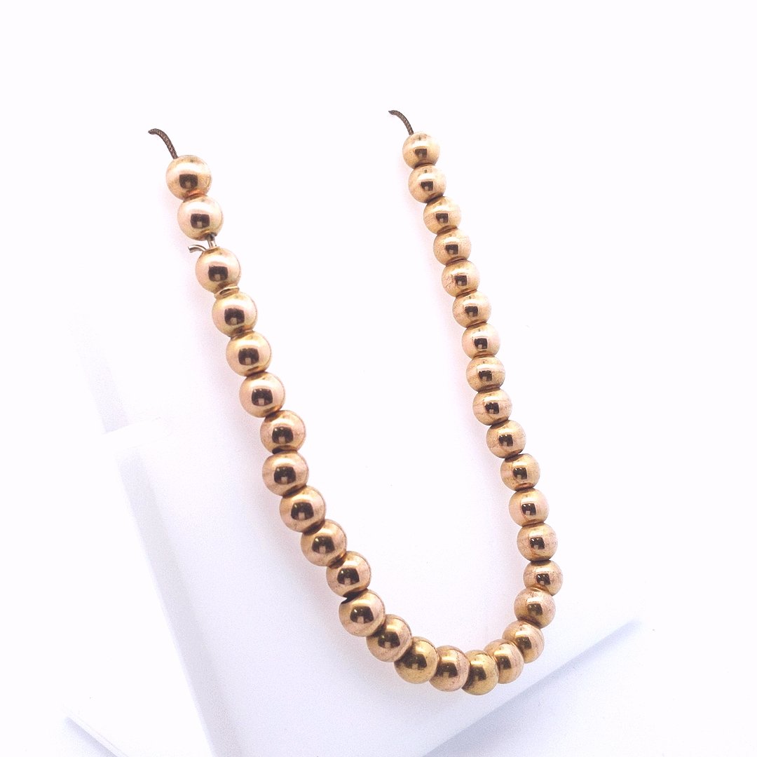 Antique $1800 10K Yellow Gold Ball Bead Necklace
