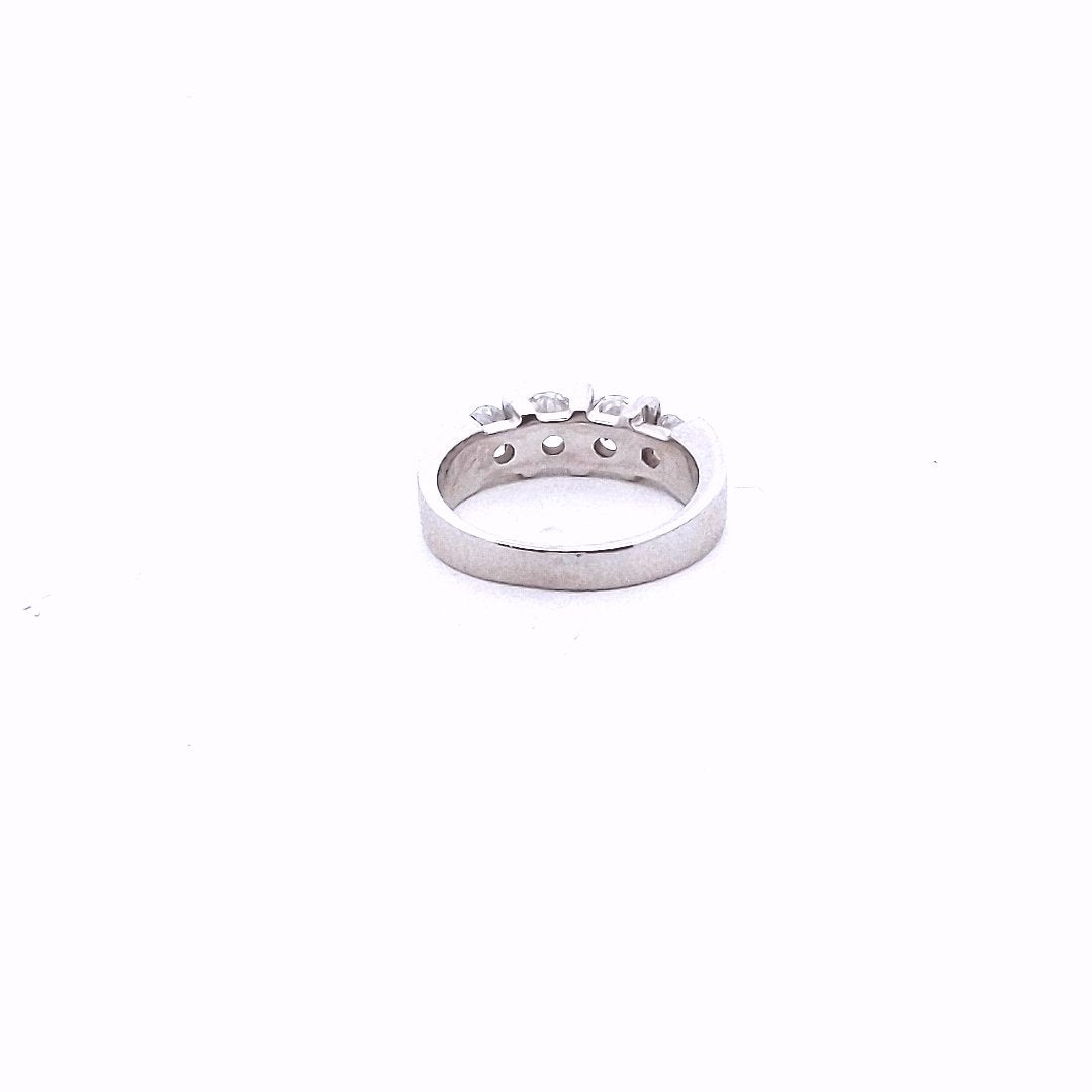 Estate $1400 14K White Gold Natural Diamond 4 Stone Chanel Set Band