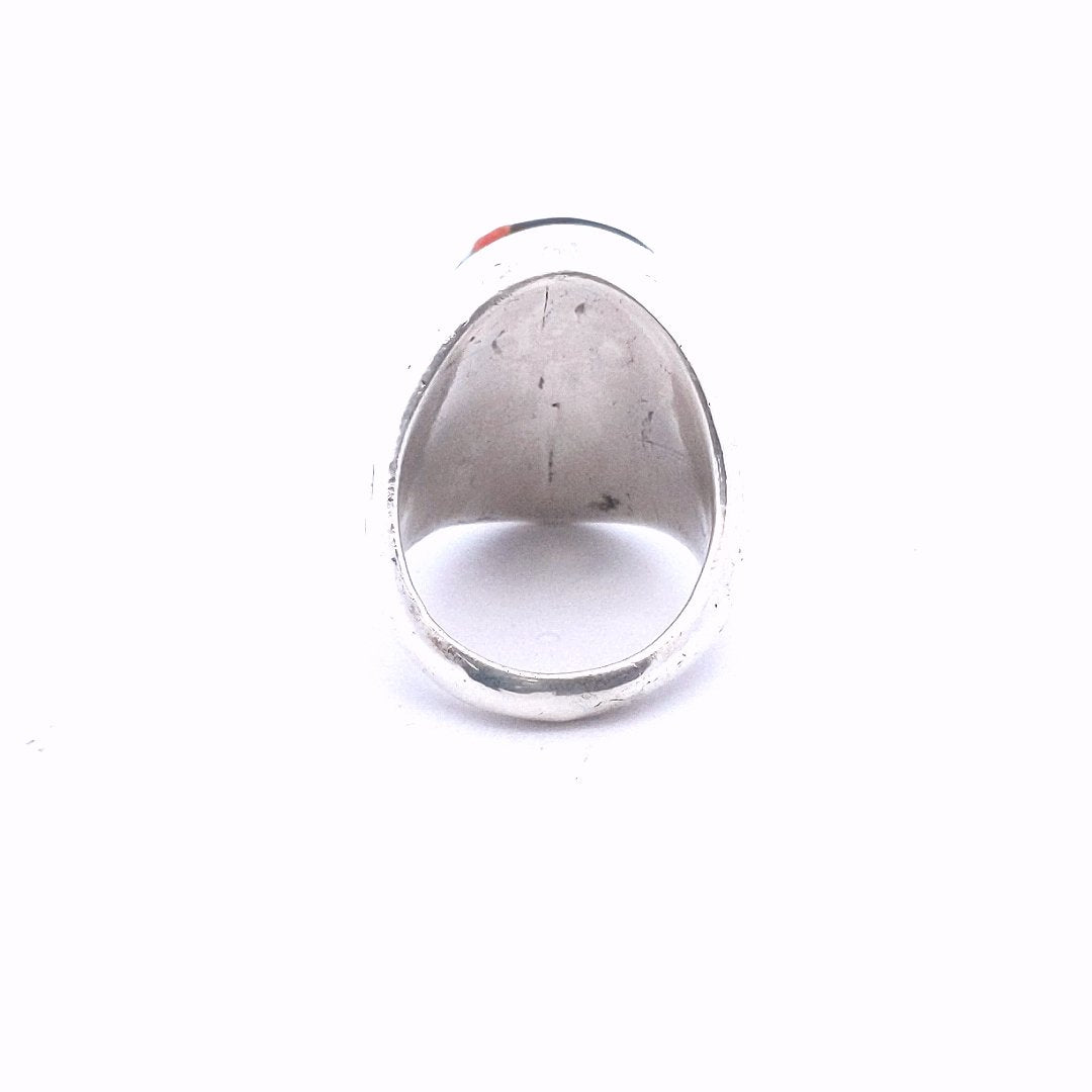 Estate Sterling Silver Navajo Native American Spiney Oyster Turquoise Onyx Ring