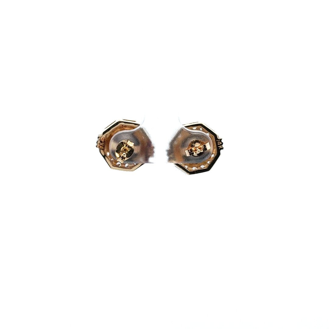 Vintage 14K Yellow Gold Tahitian Cultured Pearl Diamond Earrings