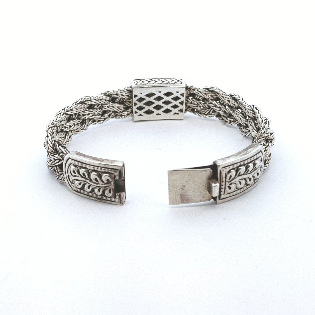 Designer $700 18K White Gold Sterling Silver EFFY Diamond Bracelet