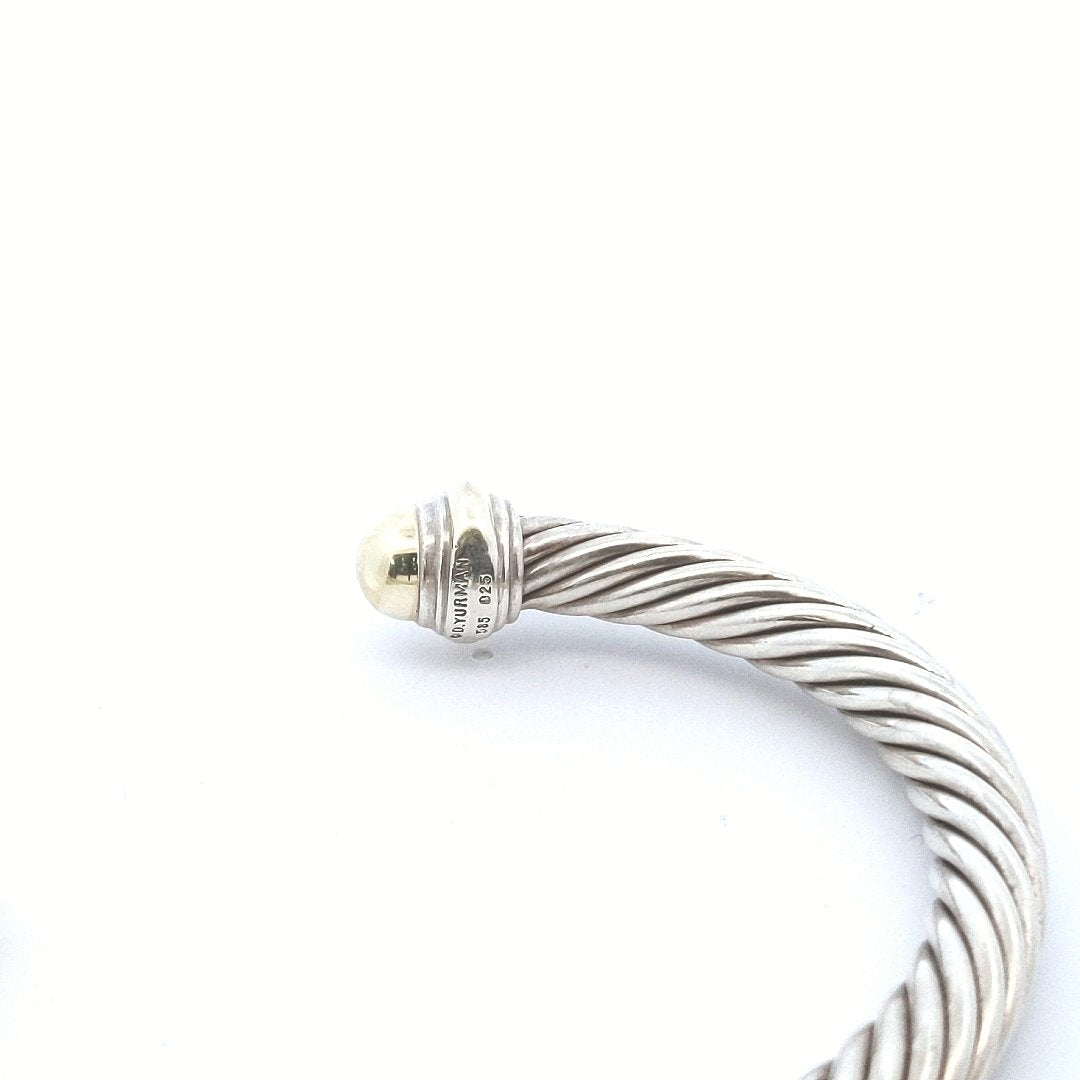 Designer 14K Gold & Sterling David Yurman Cable Bracelet