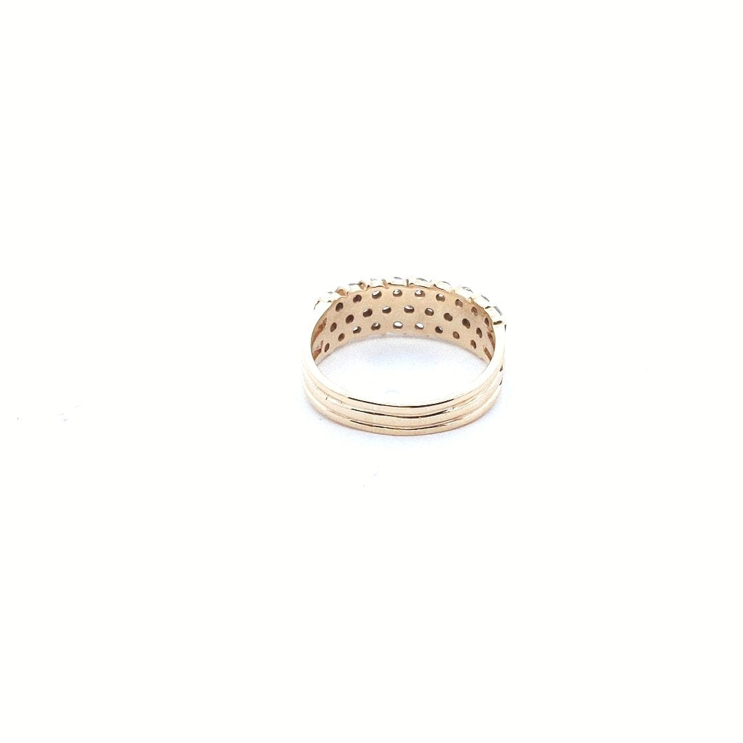 Vintage 14K Yellow Gold 3-Row Channel Set Diamond Band