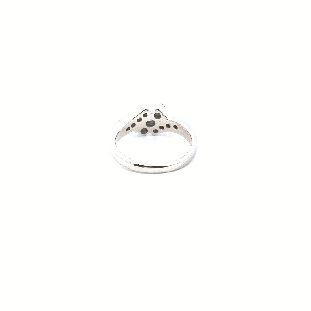 Estate $500 14K White Gold Diamond Crossover Bypass Ring