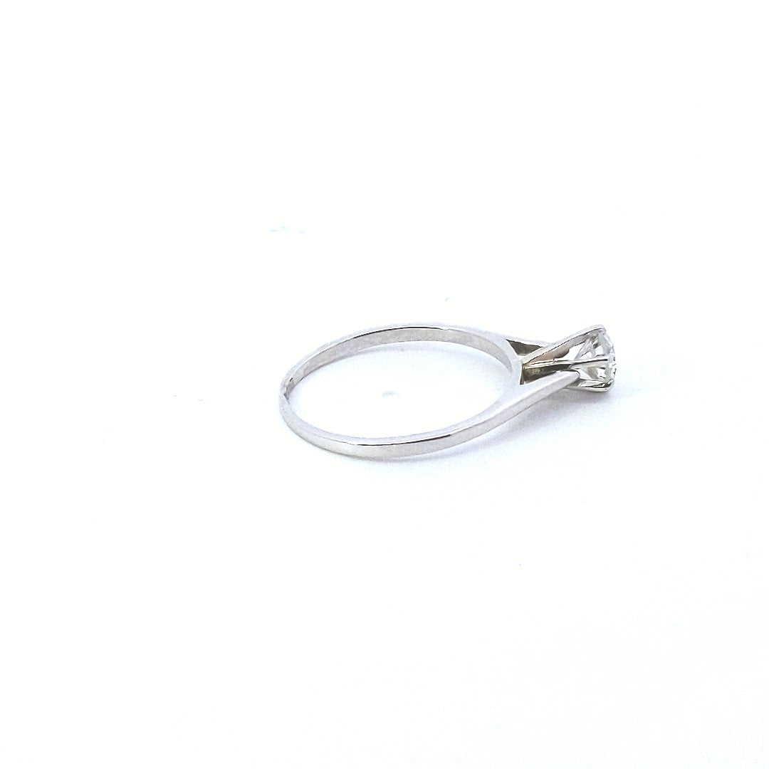 Vintage $800 14K White Gold Diamond Solitaire Engagement Ring