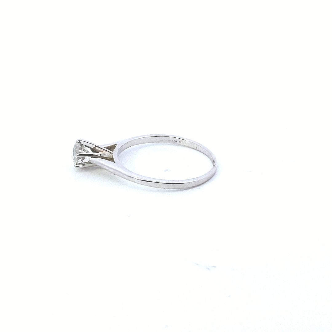 Vintage $800 14K White Gold Diamond Solitaire Engagement Ring