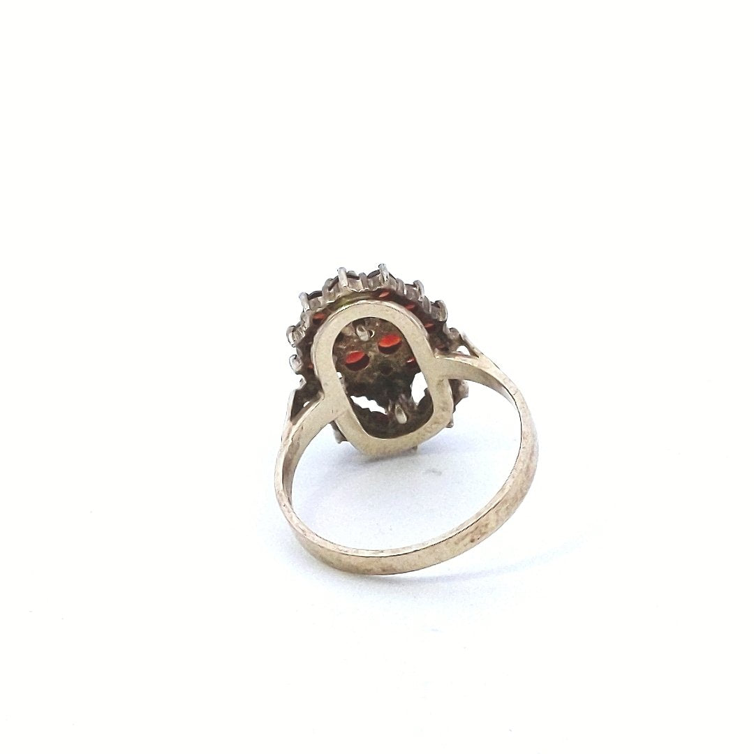 Vintage 800 Silver Bohemian Garnet Ring