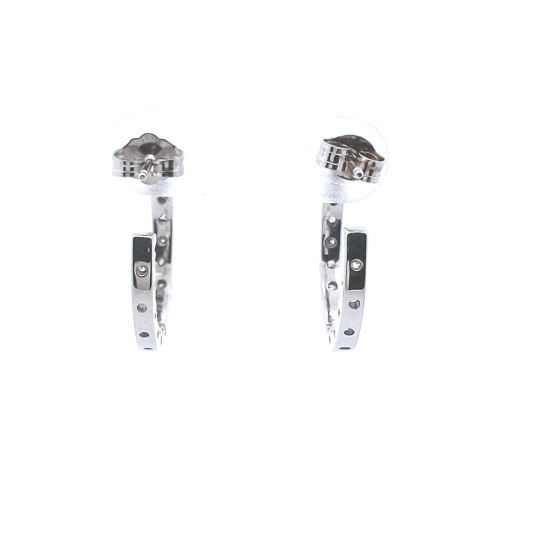 Estate $800 14K White Gold Diamond Hoop Earrings