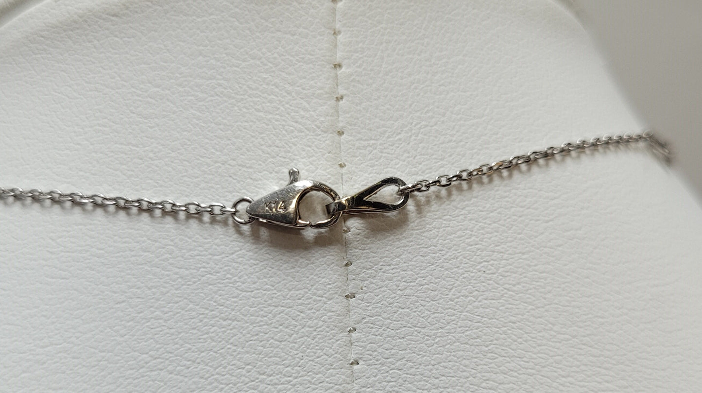 Estate $1700 14K White Gold Diamond By The Yard Station Necklace