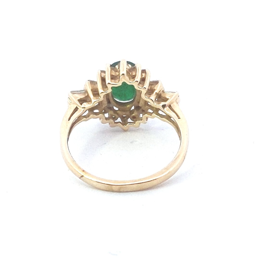 Estate $460 14K Yellow Gold Emerald Diamond Ring